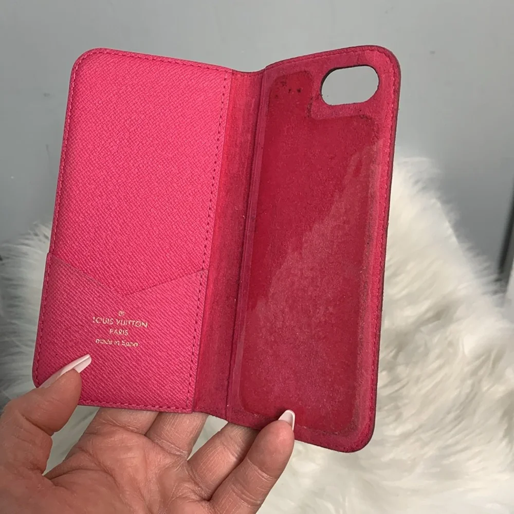 Authentic Louis Vuitton iPhone 7 monogram and hot pink phone case